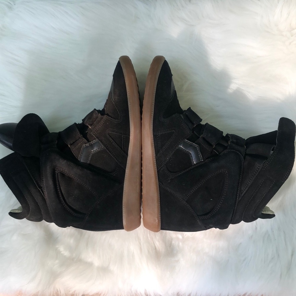 Isabel Marant Women's Black Wedge Heeled Sneakers Sz 39